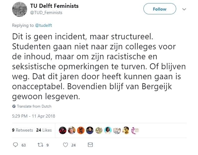 TU Feminists Tweet 2018.04.11